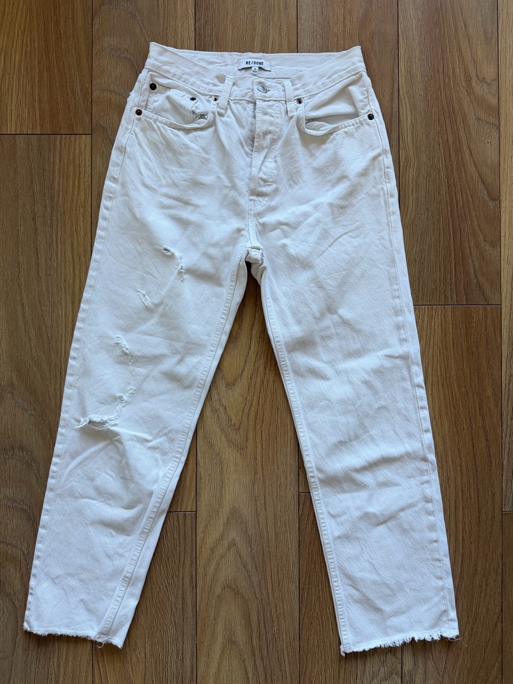 RE/DONE 70s Stove Pipe White High-Rise Cropped Jeans